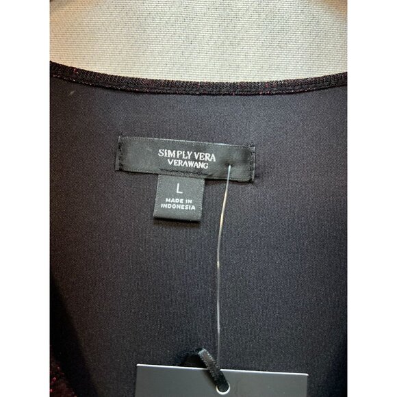 Simply Vera Vera Wang Womens Wrap Mini Dress Long Sleeve Tie Waist Sz L Burgundy - Picture 3 of 12